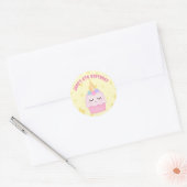 Sticker Rond Unicorn Cupcake Pastel fête d'anniversaire (Enveloppe)