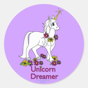 Sticker Rond Unicorn Dreamer