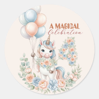 Sticker Rond Unicorn Dreams Birthday