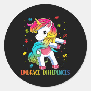 Sticker Rond Unicorn Flossing Puzzle Piece Sensibilisation sur