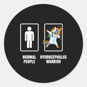 Sticker Rond Unicorn Hydrocéphalie Survivant Guerrier obtenir b