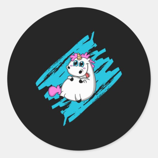 Sticker Rond Unicorn Imaginaire mignon Animaux drôle Rainbow Ca (Devant)