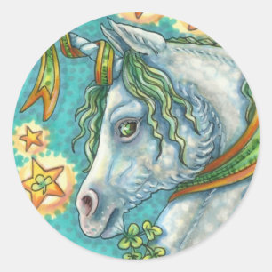STICKER ROND UNICORN IRLANDAIS, ST. IMAGINAIRE DE LA JOURNÉE DE