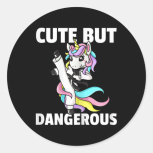 Sticker Rond Unicorn Karate Gift Girl Taekwondo Jiu Jitsu Mixed