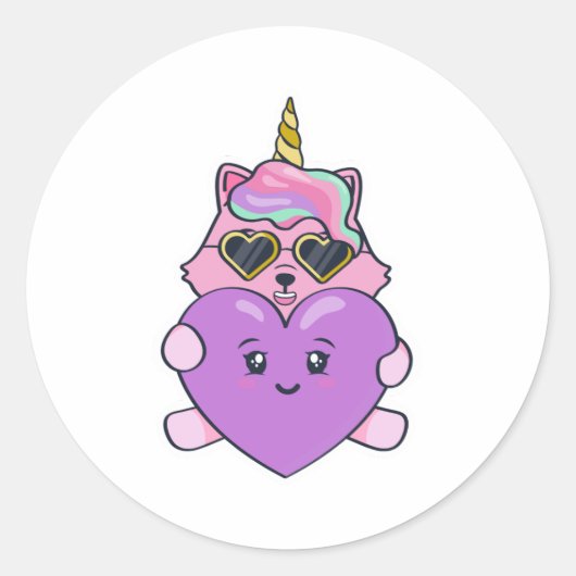 Sticker Rond Unicorn Lovers (Devant)