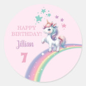 Sticker Rond Unicorn Magique fête d'anniversaire (Devant)
