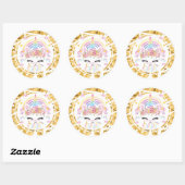 Sticker Rond Unicorn Parties scintillant Gold Personnalisé Prem (Feuille)