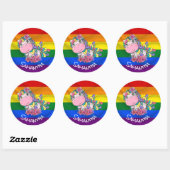 Sticker Rond Unicorn Party Pride Rainbow (Feuille)
