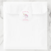 Sticker Rond Unicorn Pastel rose violet fille Merci d'anniversa (Sac)