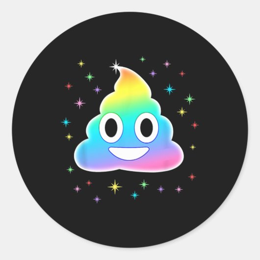 Sticker Rond Unicorn Poop Magic Arc-en-ciel drôle Costume d'Hal (Devant)