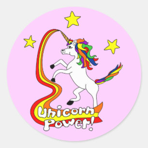 Sticker Rond Unicorn Power !