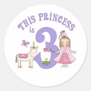 Sticker Rond Unicorn Princess 3e Anniversaire Classic Round Sti