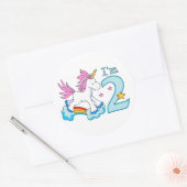 Sticker Rond Unicorn Rainbow 2e anniversaire (Enveloppe)