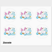 Sticker Rond Unicorn Rainbow 2e anniversaire (Feuille)