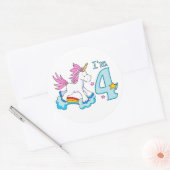 Sticker Rond Unicorn Rainbow 4e anniversaire (Enveloppe)