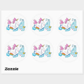 Sticker Rond Unicorn Rainbow 4e anniversaire (Feuille)