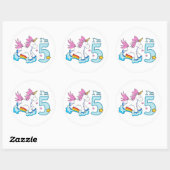 Sticker Rond Unicorn Rainbow 5e anniversaire (Feuille)