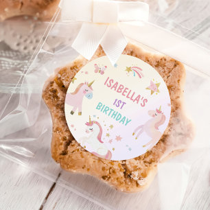Sticker Rond Unicorn Rainbow Pastel Premier anniversaire