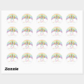 Sticker Rond Unicorn Rainbows fête d'anniversaire Favoriser (Feuille)