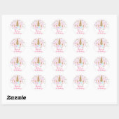 Sticker Rond Unicorn rose & or Magique Anniversaire (Feuille)