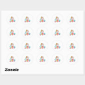Sticker Rond Unicorn shy with Pillow (Feuille)