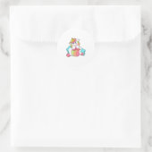 Sticker Rond Unicorn shy with Pillow (Sac)