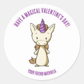 Sticker Rond Unicorn Valentine's Day Girls (Devant)