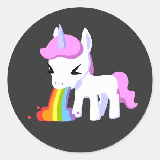 STICKER ROND UNICORN VOMIT DE RAINBOW (Devant)