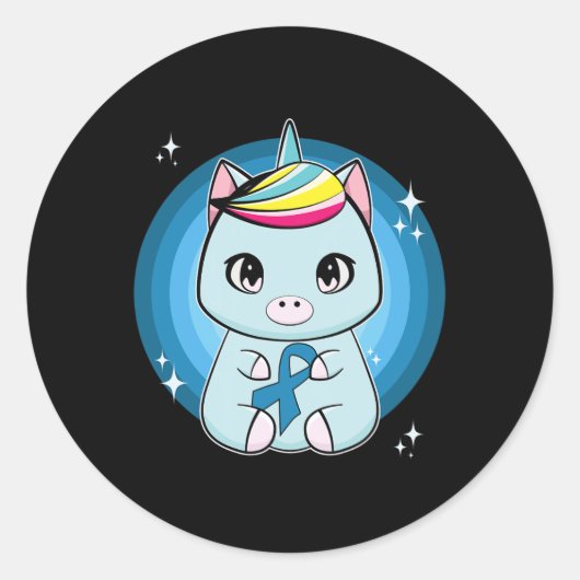 Sticker Rond Unicorn With Ribbon Diabetes Awareness  (Devant)