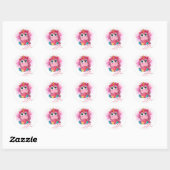 Sticker Rond Unicorne 1ère Saint Valentin (Feuille)