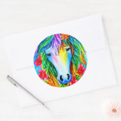 Sticker Rond Unicorne Abstraite Fleurs de visage aquarelle Art  (Enveloppe)