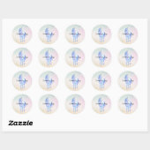 Sticker Rond Unicorne Aqua rose Jaune teint or Confetti (Feuille)