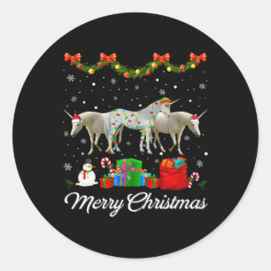Sticker Rond Unicorne Arbre de Noël Noël Noël Joyaux feux de py