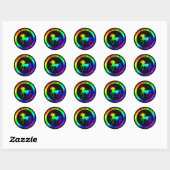 Sticker Rond Unicorne Arc En Cercles Noirs (Feuille)