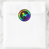 Sticker Rond Unicorne Arc En Cercles Noirs (Sac)
