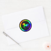 Sticker Rond Unicorne Arc En Cercles Noirs (Enveloppe)
