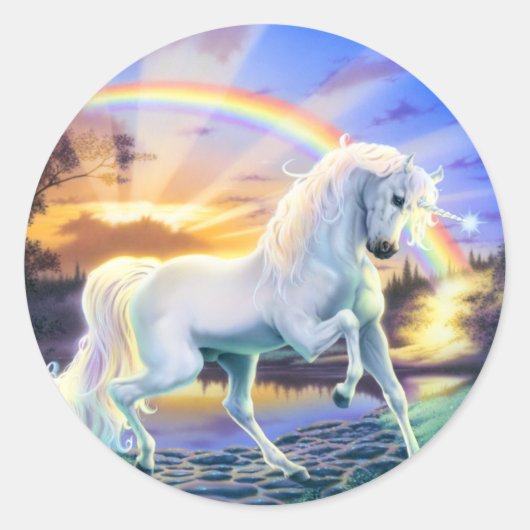 Sticker Rond Unicorne arc-en-ciel (Devant)