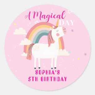 Sticker Rond Unicorne arc-en-ciel