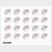 Sticker Rond Unicorne arc-en-ciel (Feuille)
