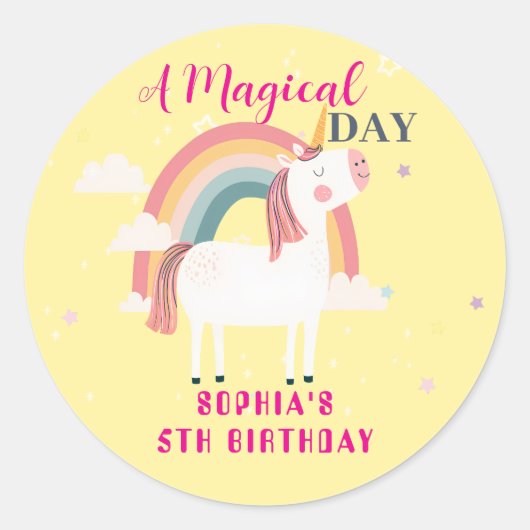 Sticker Rond Unicorne arc-en-ciel (Devant)