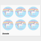 Sticker Rond Unicorne arc-en-ciel (Feuille)