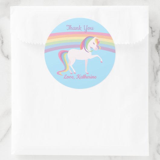 Sticker Rond Unicorne arc-en-ciel (Sac)