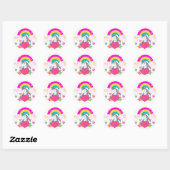 Sticker Rond Unicorne arc-en-ciel avec étoiles (Feuille)