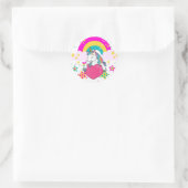 Sticker Rond Unicorne arc-en-ciel avec étoiles (Sac)