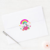 Sticker Rond Unicorne arc-en-ciel avec étoiles (Enveloppe)