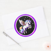 Sticker Rond Unicorne arc-en-ciel magique (Enveloppe)