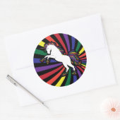 Sticker Rond Unicorne arc-en-ciel rétro (Enveloppe)