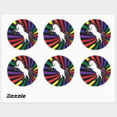 Sticker Rond Unicorne arc-en-ciel rétro (Feuille)
