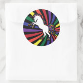 Sticker Rond Unicorne arc-en-ciel rétro (Sac)