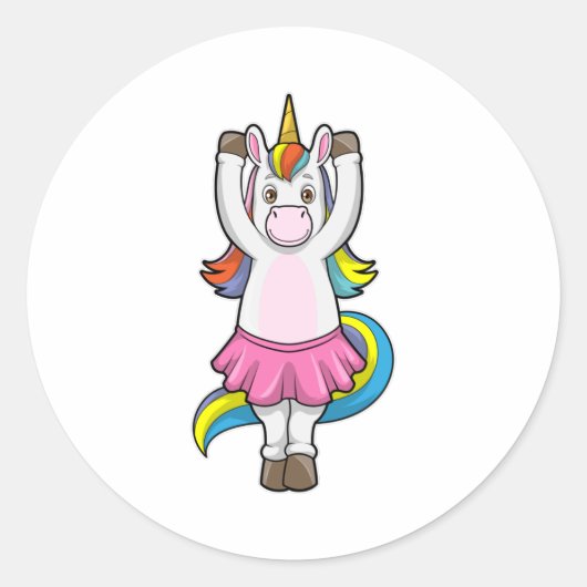 Sticker Rond Unicorne au Ballet Dance avec jupe (Devant)